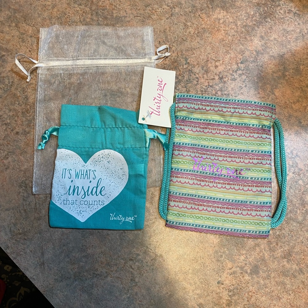 Thirty-One Brand Kids Accessory Bags - Teal and Multicolor Set of 3
